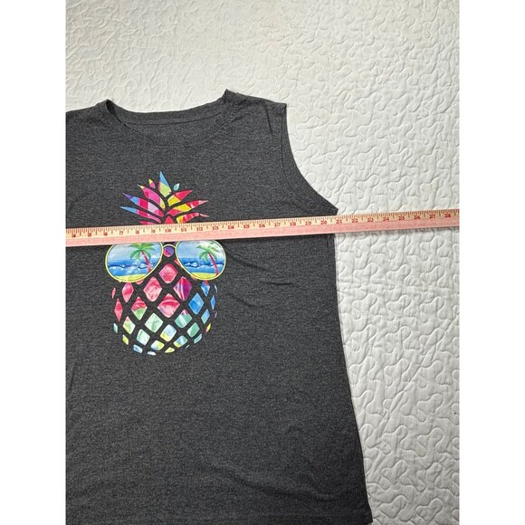 Grey Muticolor Pineapple w/shades Palm Trees Tank Top size Xl - Picture 3 of 5